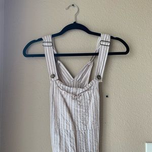 Wild Fable Striped Tan/White Overalls